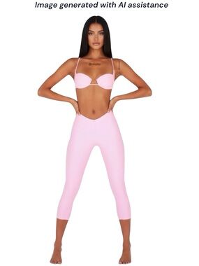 Melissa Simone XS pink daryn bikini top & swim capris